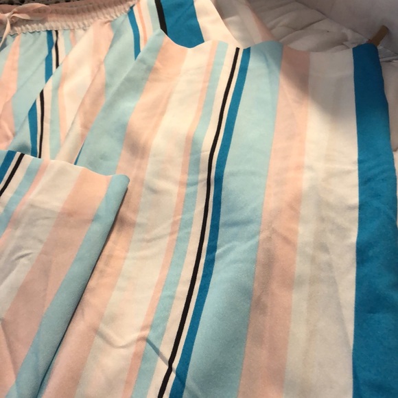 NWT DKNY Silky Wide Leg Striped Pants with Elastic, Tie-Adjustable Waist - Picture 4 of 15